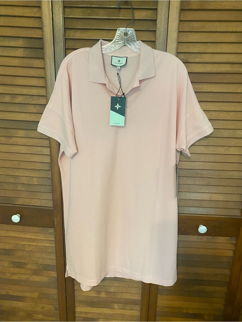 Tuckernuck Pique Teller Pink Polo Dress 100% Cotton Size Medium NWT